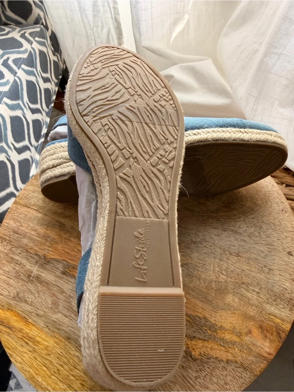LifeStride Kimmie Denim Espadrille Wedge Sandals Sz 7